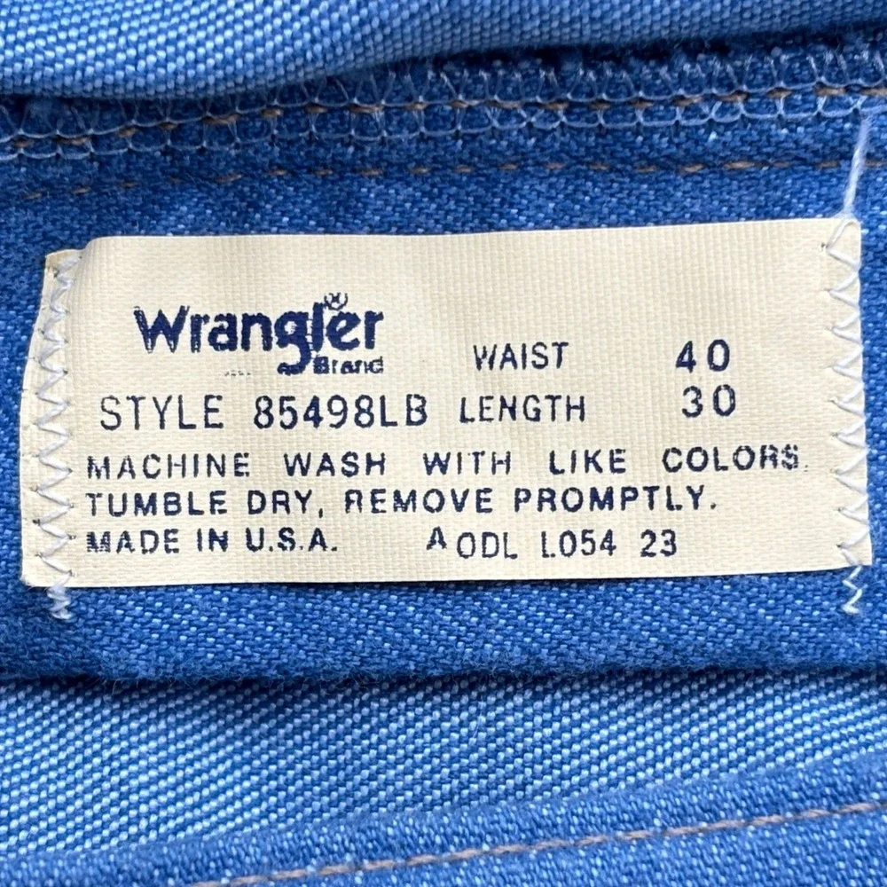 Vintage Wrangler Mens 40x30 Measures 38x28 Blue Wrancher Dress Jeans Made in USA